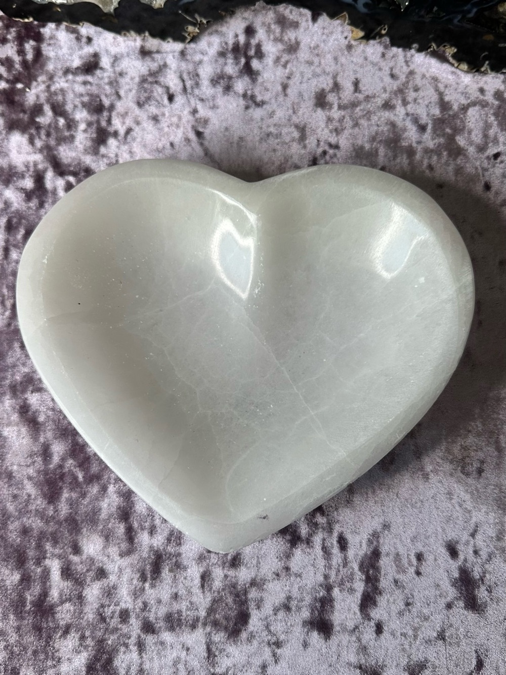 Large Selenite natural heart bowl SNH07